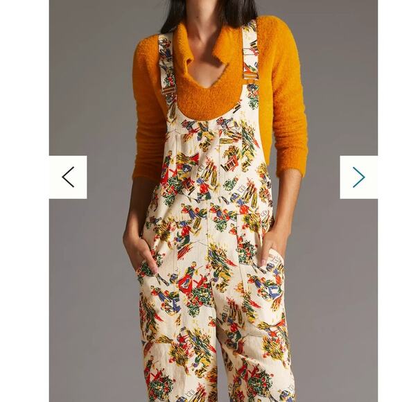 Anthropologie LF Markey Bryson Dungarees Womens Overalls Size 10 Harvest Print - Picture 3 of 16